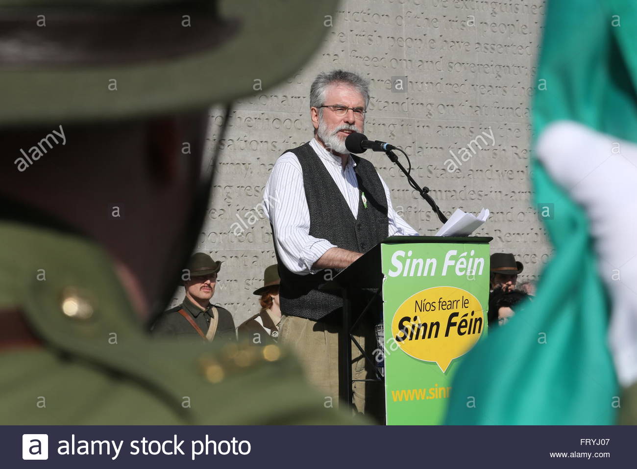 Dublin, Ireland. 25th March, 2016. Gerry Adams of Sinn Fein speaking at a 1916 centenary event in Dublin. Credit:  reallifephotos/Alamy Live News Stock Photo