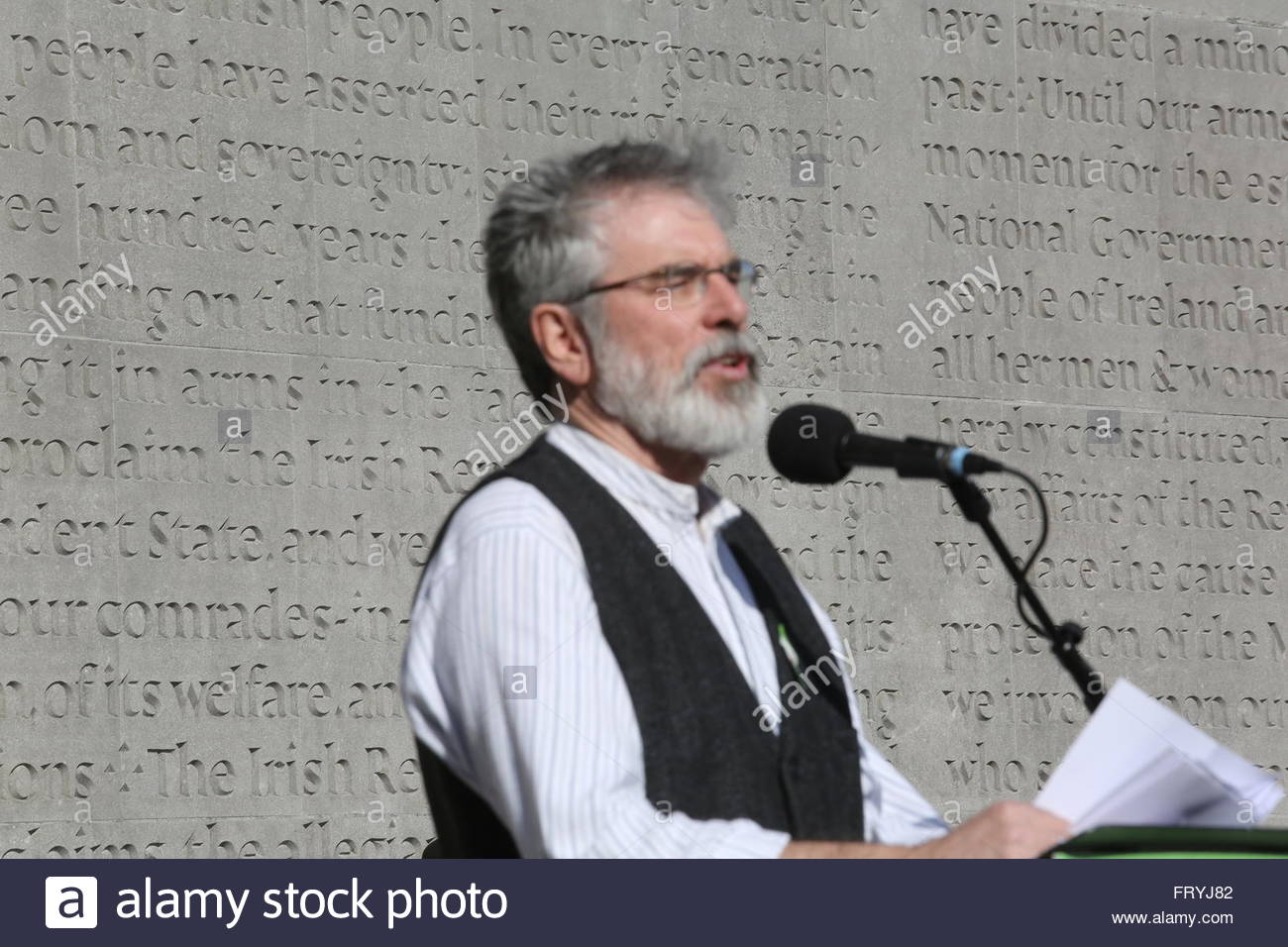 Dublin, Ireland. 25th March, 2016. Gerry Adams, president of Sinn Féin, speaking in Dublin today as part of the 1916 centenary. Credit:  reallifephotos/Alamy Live News Stock Photo