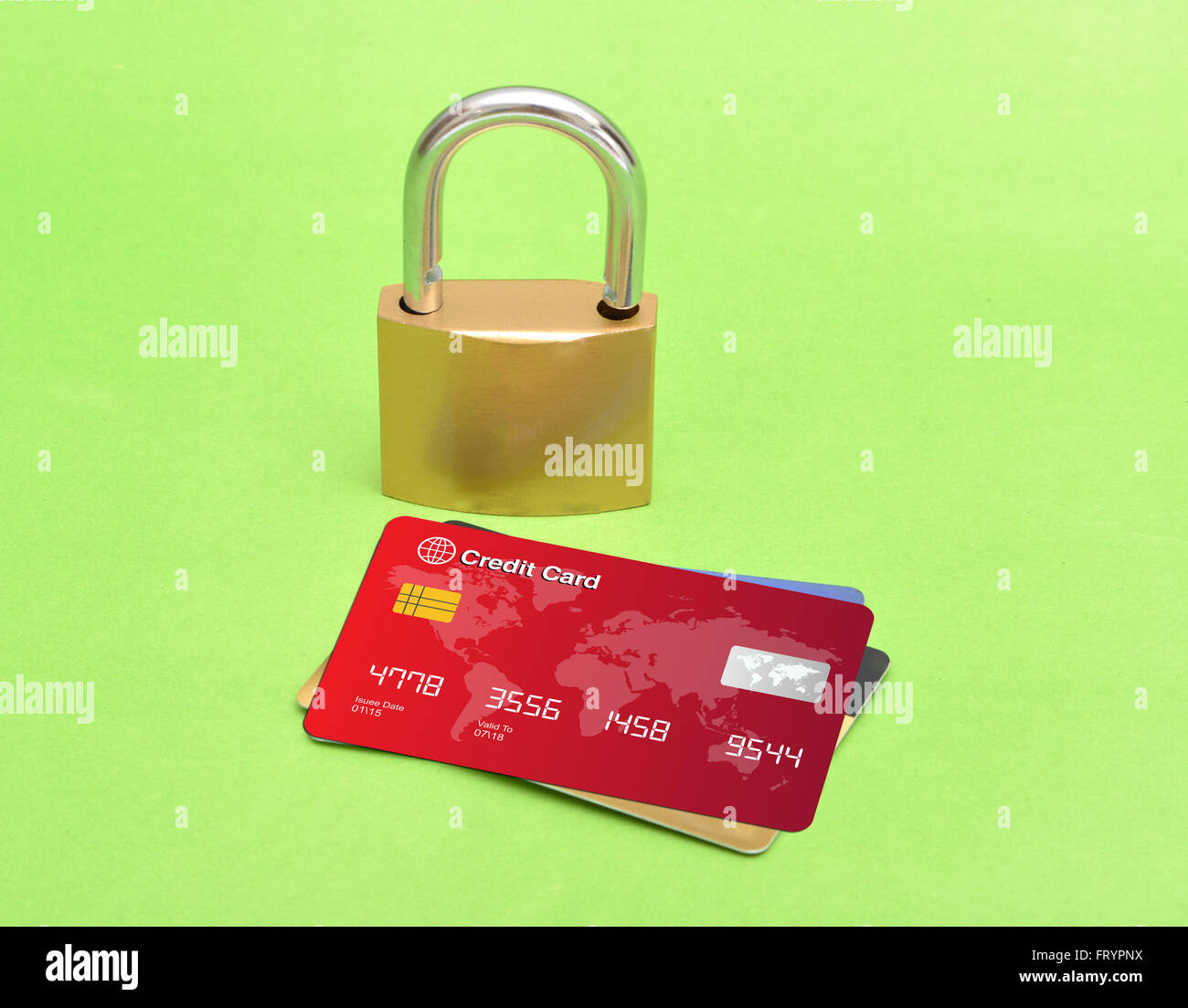 Multiple Credit Cards with Lock concept Image Stock Photo Alamy