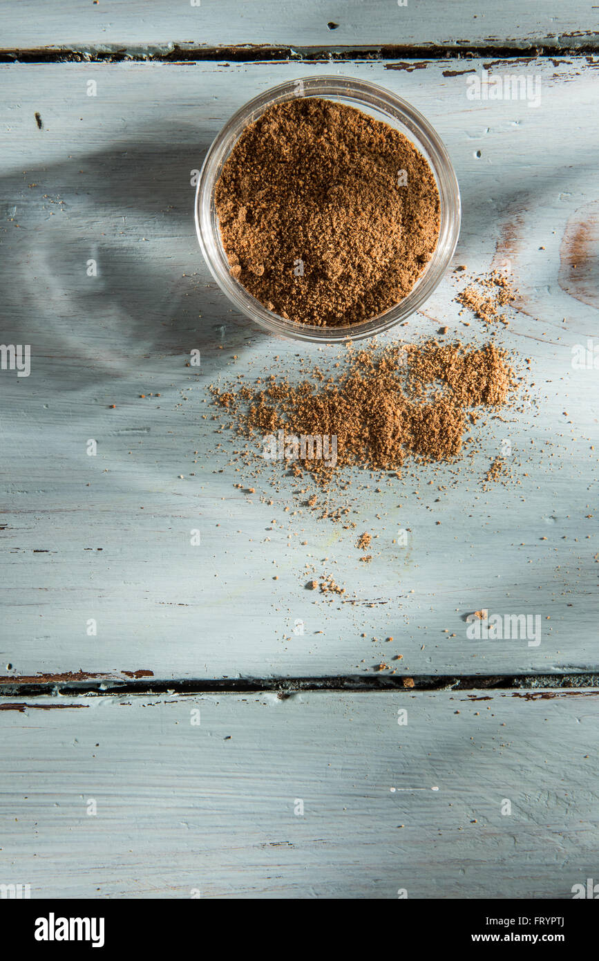 bowl of ras el hanout on a wooden background Stock Photo