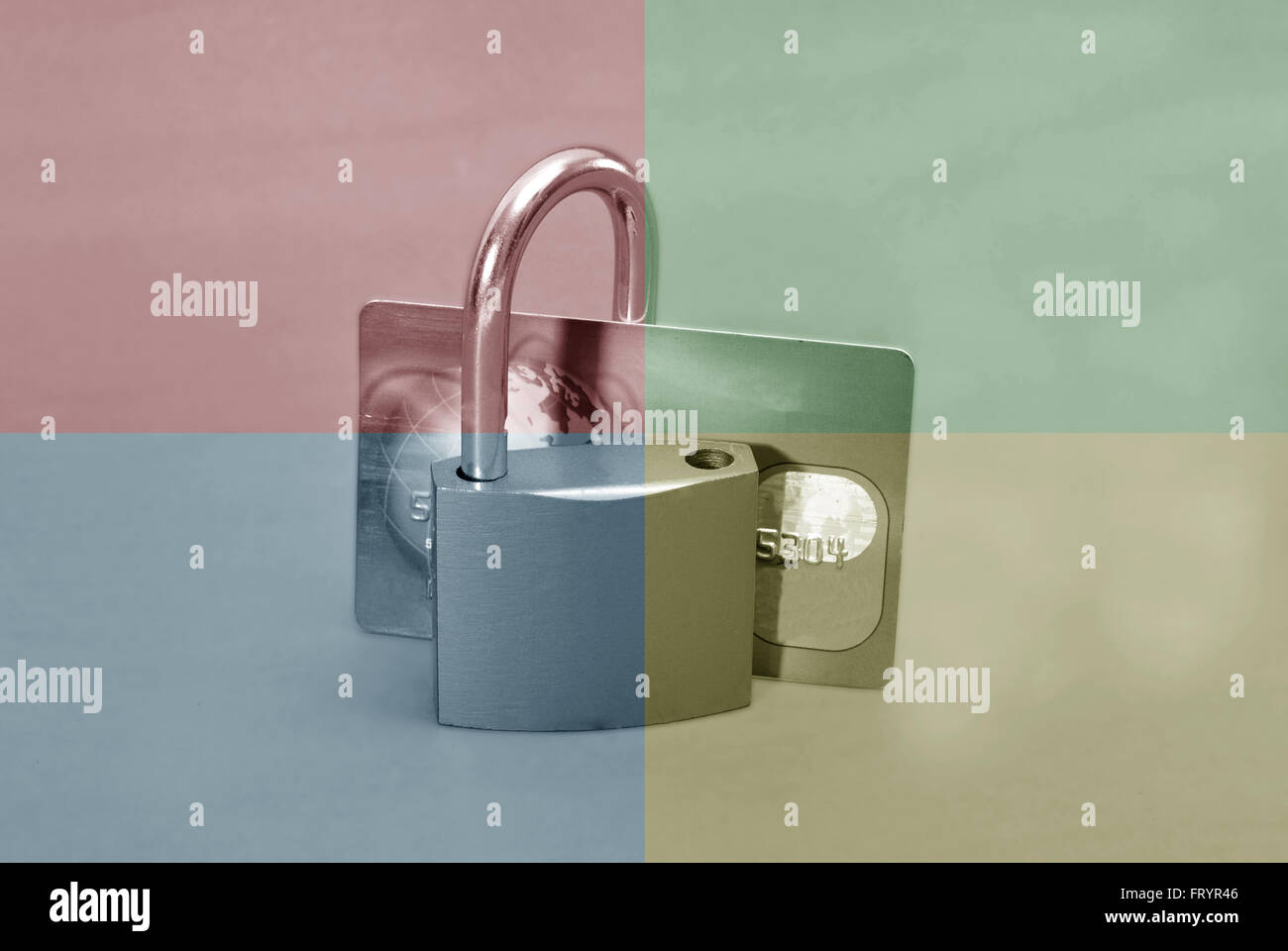 Secure credit card with lock stock photo alamy
