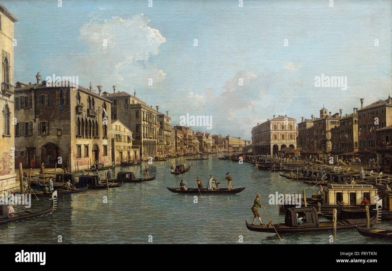 Canaletto (1697-1768) The Grand Canal from Campo Santa Sofia to the Rialto Bridge, 1758.   Gemäldegalerie, Berlin, Stock Photo