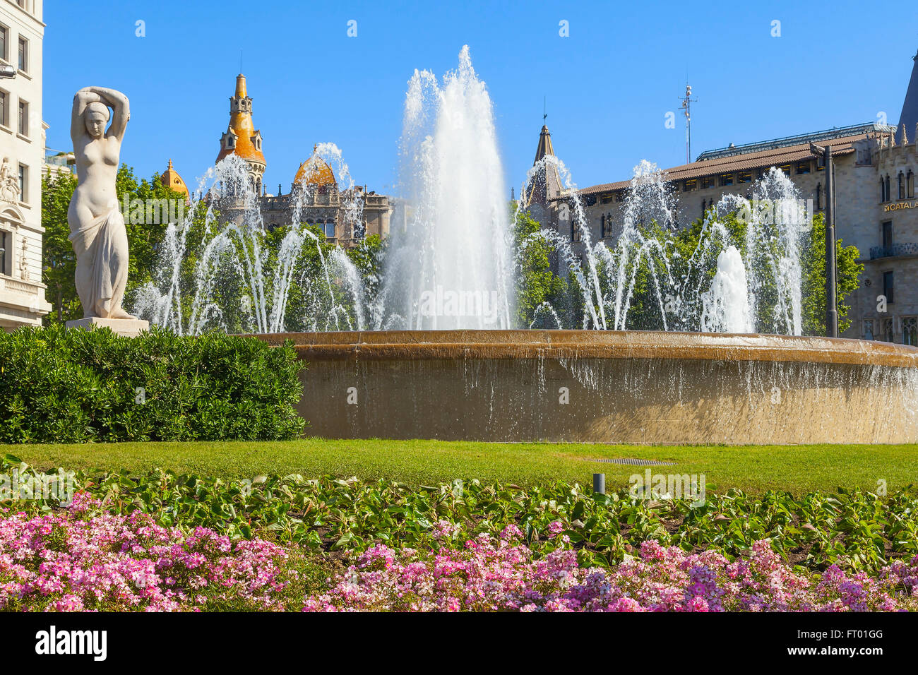 beautiful catalonia square in the city of barcelona Stock Photo