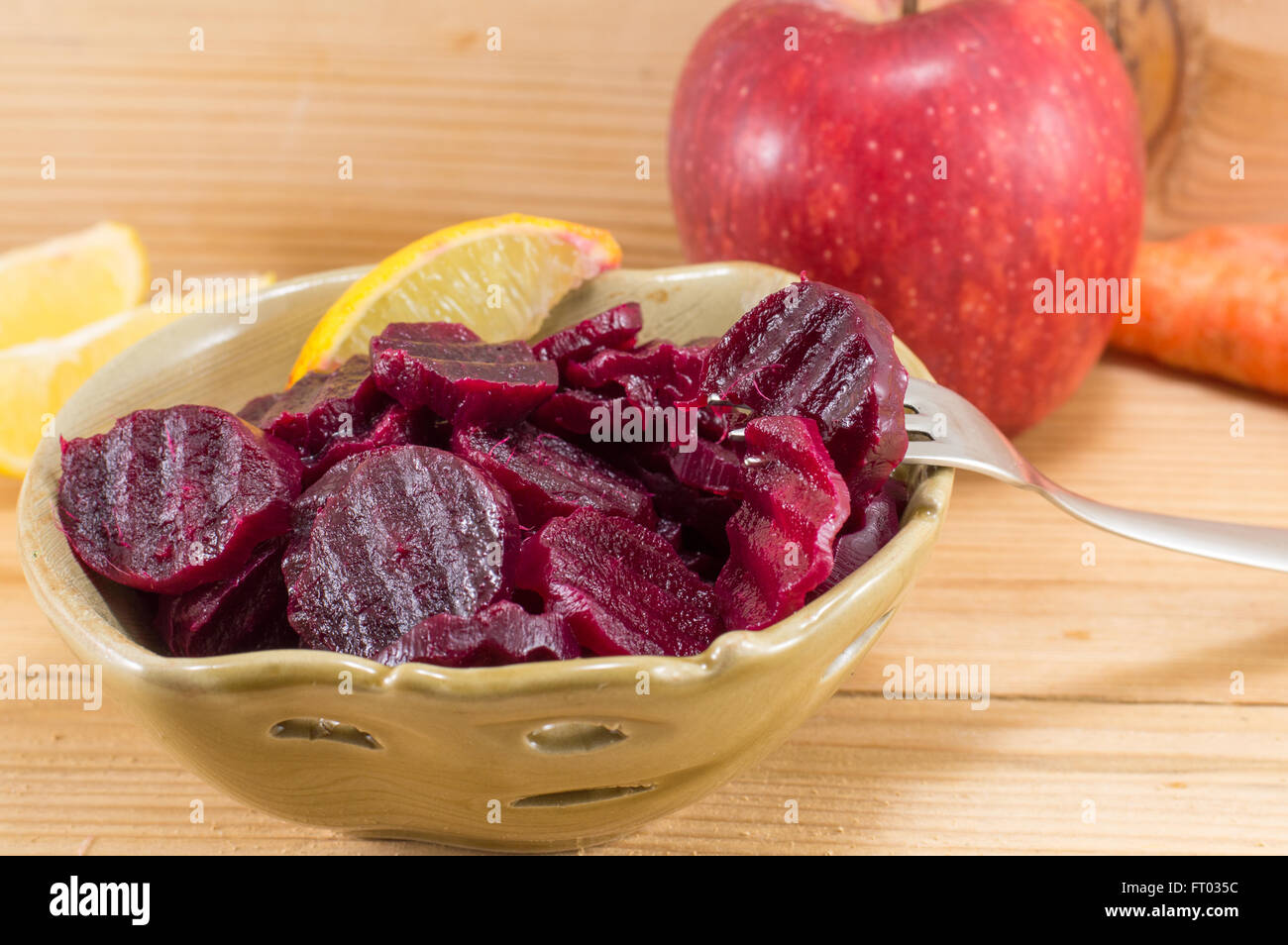 Fresh chopped beets in a bowl. Healthy salad Stock Photo