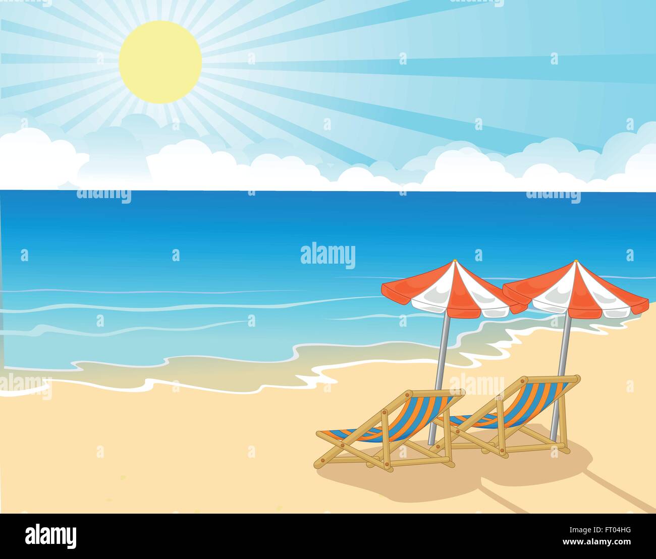Beach chair and umbrella on tropical beach Stock Vector Image & Art - Alamy