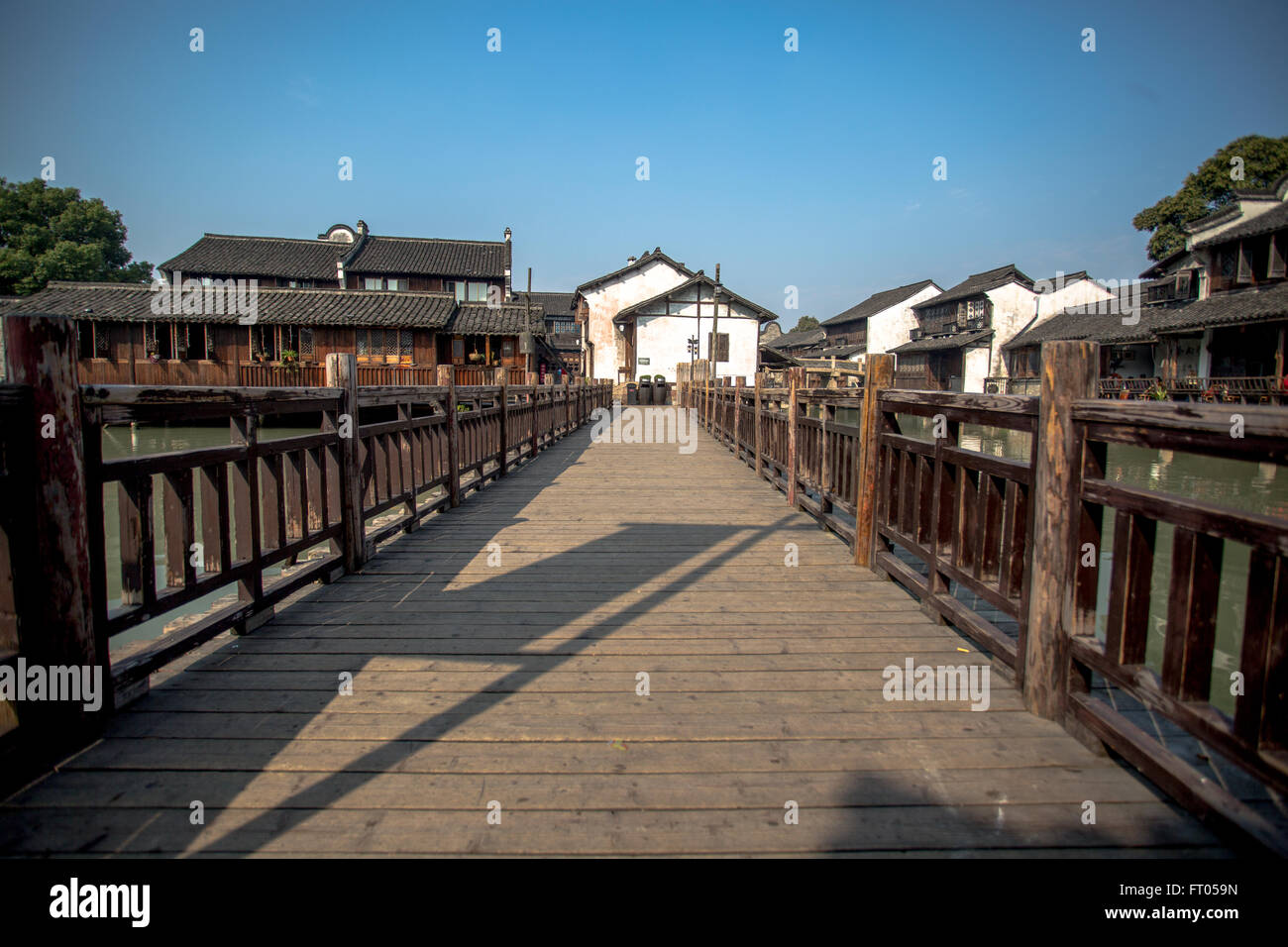 canal and houses in Wuzhen ancient town Stock Photo