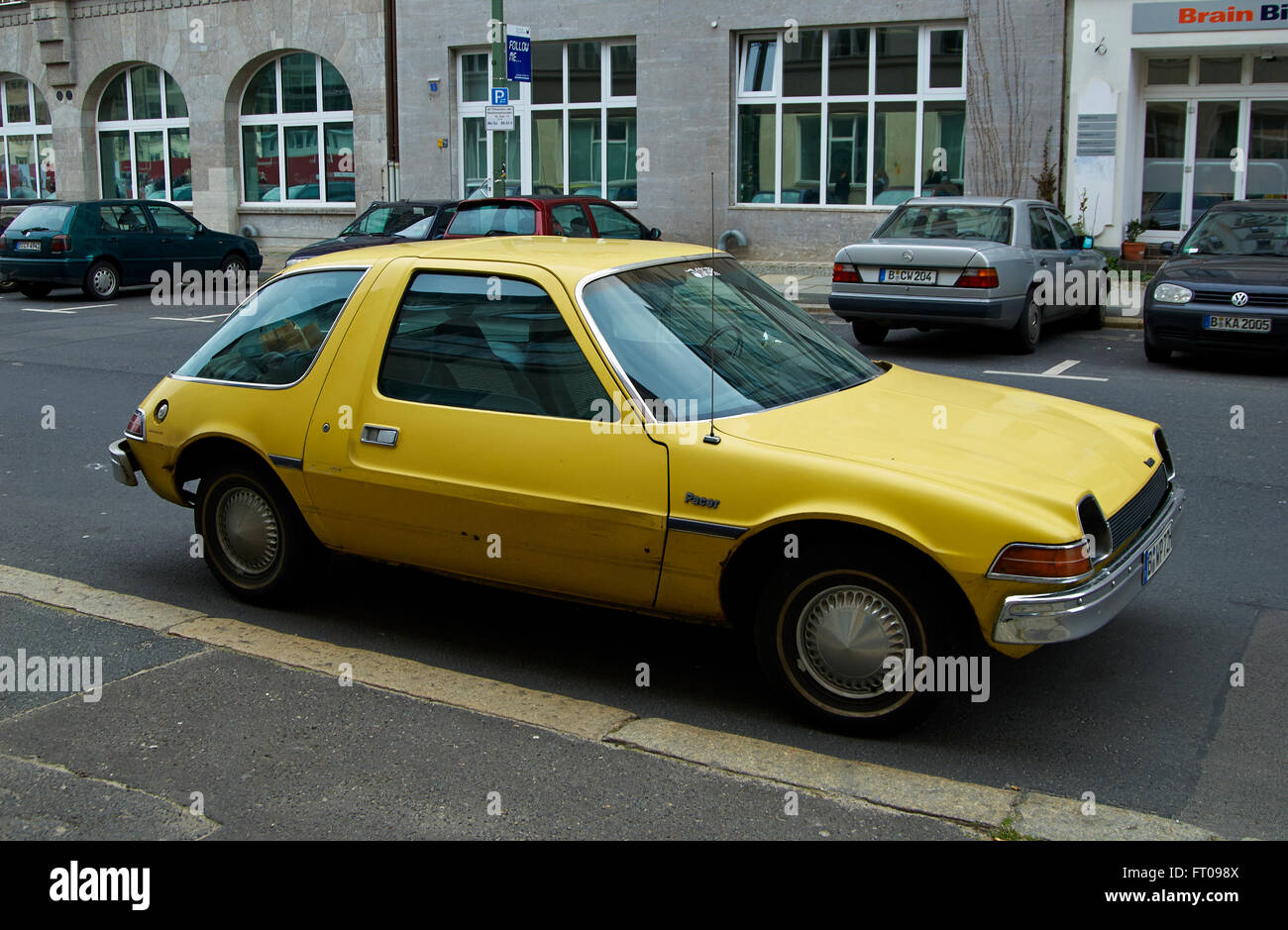 The AMC Pacer is a two-door compact automobile that was produced in the United States by the American Motors Corporation between Stock Photo