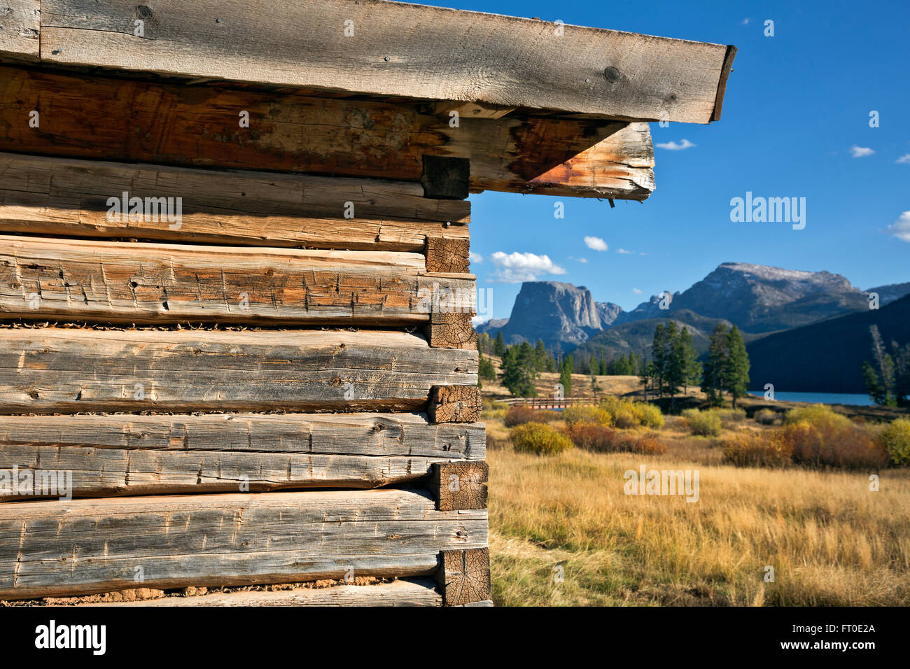 Wyoming The Old Osborn Log Cabin Located In View Of Lower Green