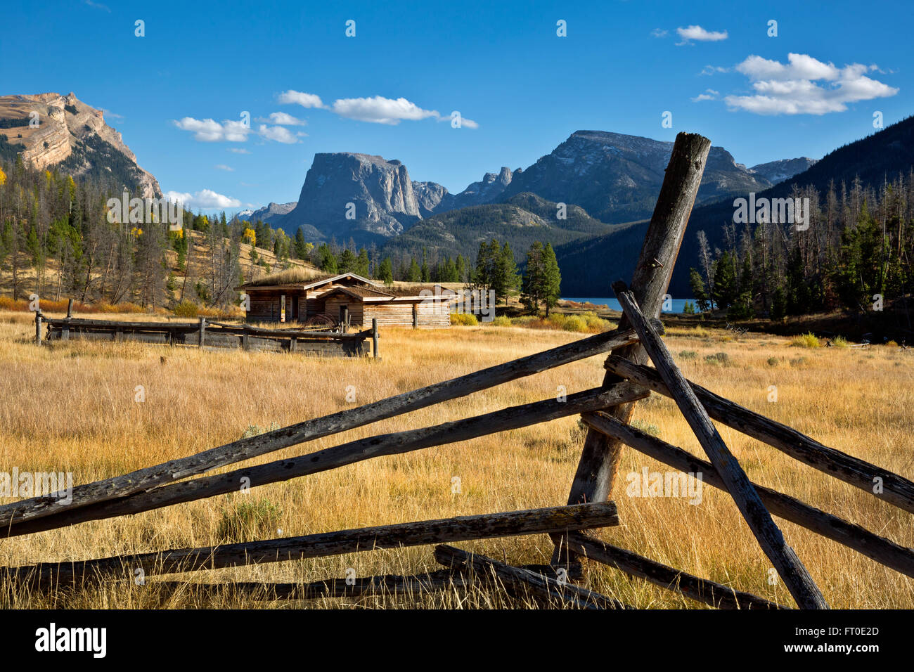 Wyoming Old Osborn Log Cabin And Fence Are Located In View Of