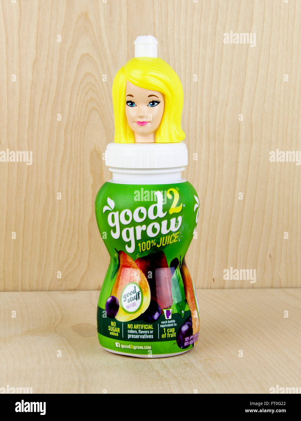 illustrative editorial Good 2 Grow juice fruit bottle drink beverage healthy natural Stock Photo