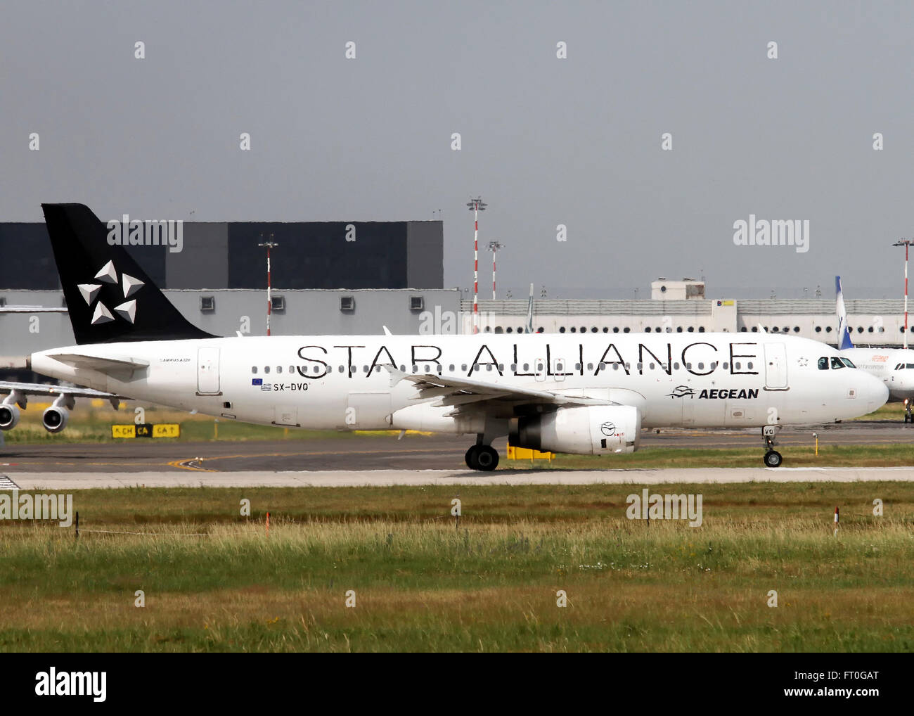 SX-DVQ Aegean Airlines Airbus A320-232 at Milan - Malpensa airport Stock Photo