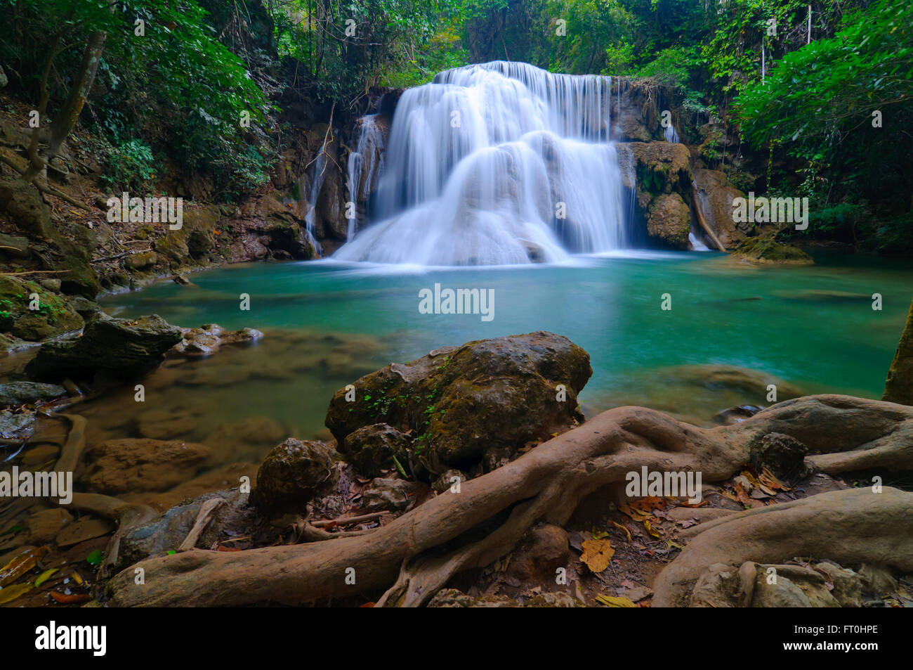 Deep forest Waterfall in Kanchanaburi, Thailand Stock Photo - Alamy
