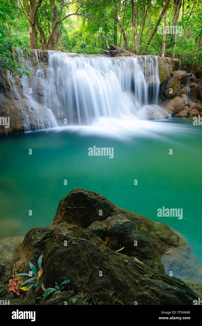 Deep forest Waterfall in Kanchanaburi, Thailand Stock Photo - Alamy