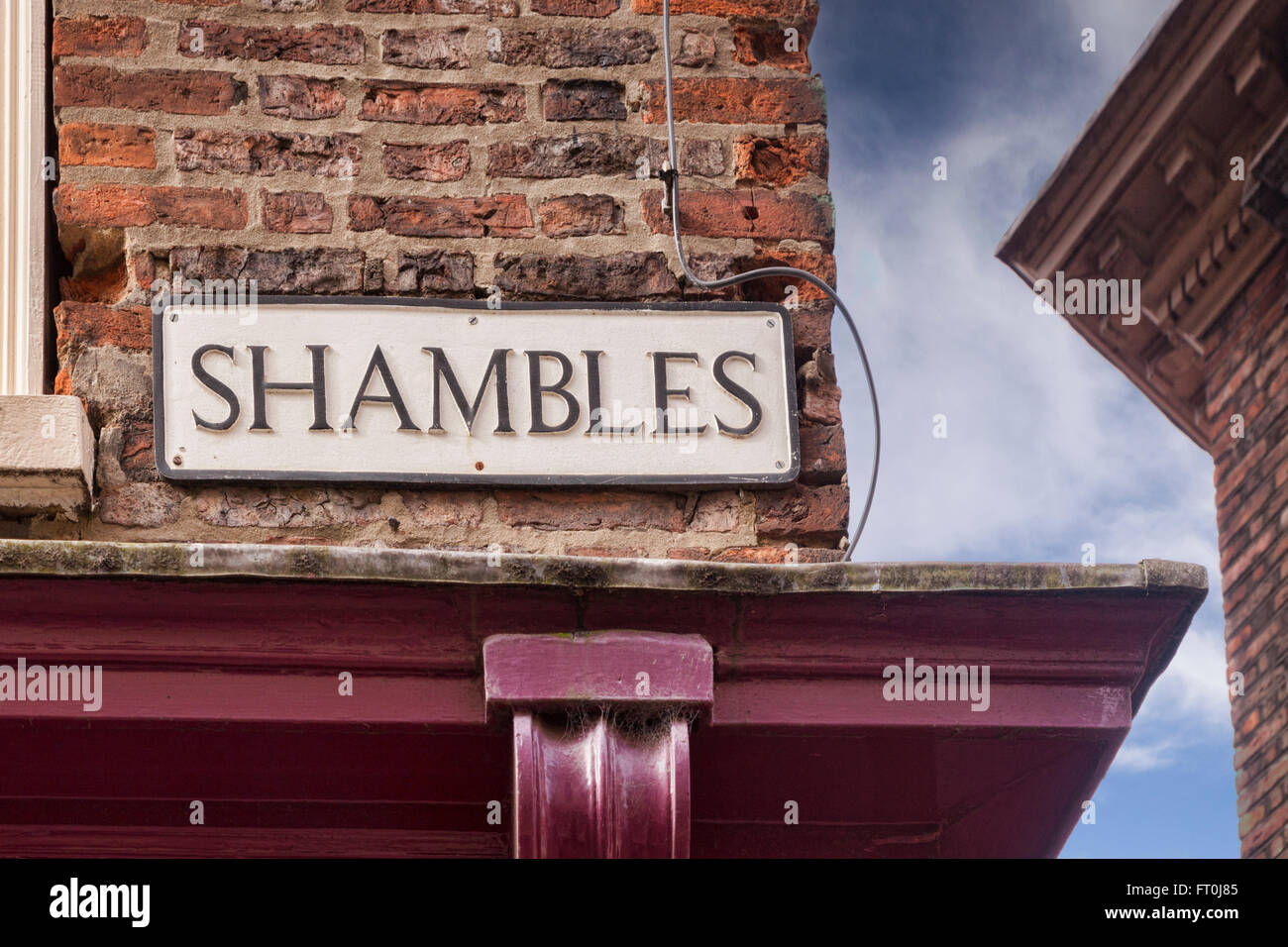 Shambles street sign, York, North Yorkshire, England, UK Stock Photo