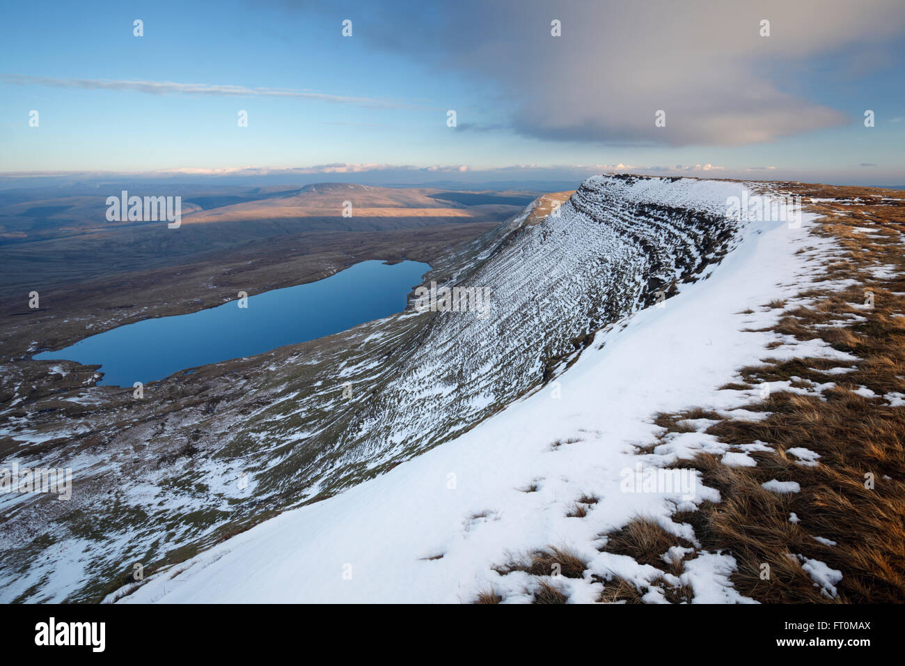 View over Llyn y Fan Fawr from Fan Brycheiniog. The Black Mountain. Brecon Beacons National Park. Wales. UK. Stock Photo