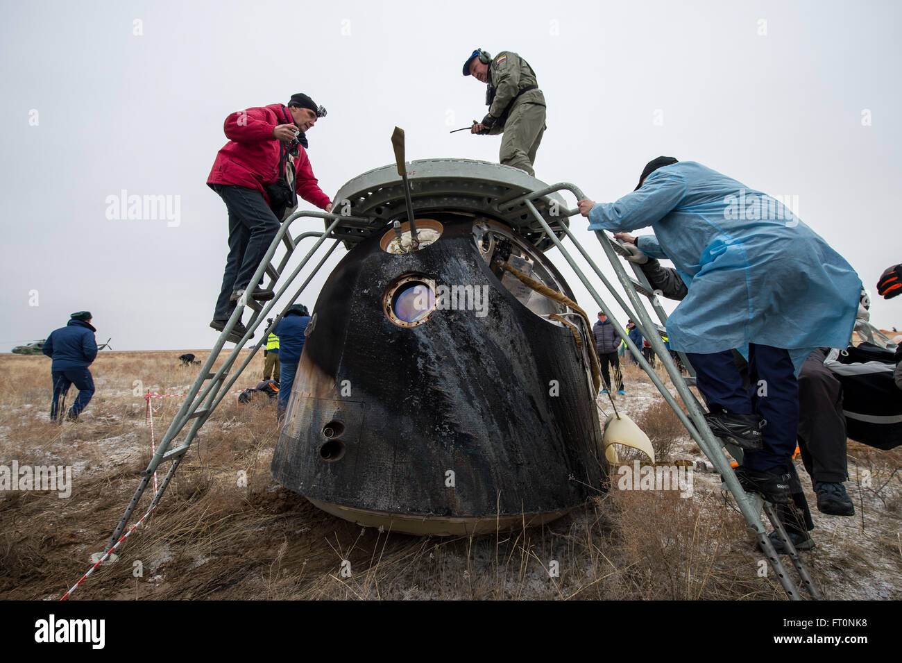 Russian Search And Rescue Teams Arrive At The Soyuz TMA 18M Spacecraft 