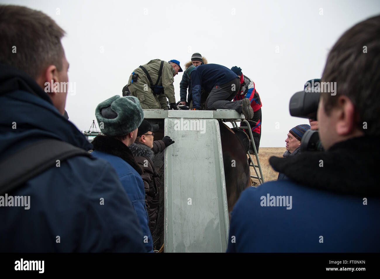 Russian Search And Rescue Teams Arrive At The Soyuz TMA 18M Spacecraft 