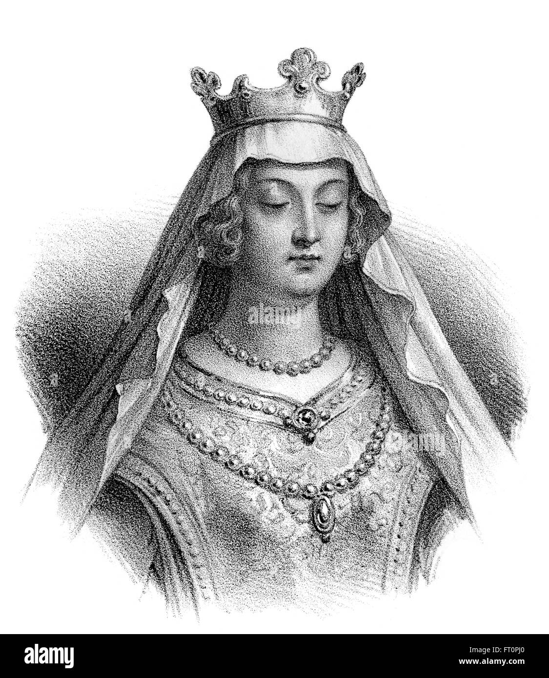 Saint Clotilde, 475-545, also known as Clothilde, Clotilda, Clotild, Rotilde, Chrodechildis, Chlodechildis, the second wife of t Stock Photo