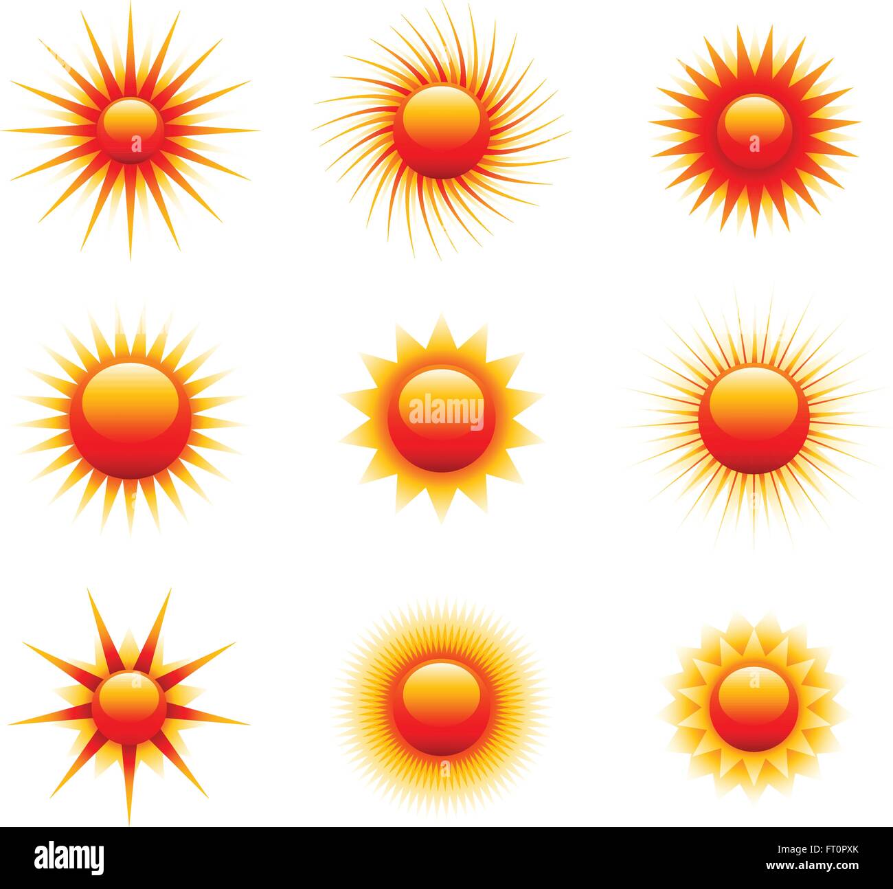 red sun icons EPS 10 Stock Vector Image & Art - Alamy