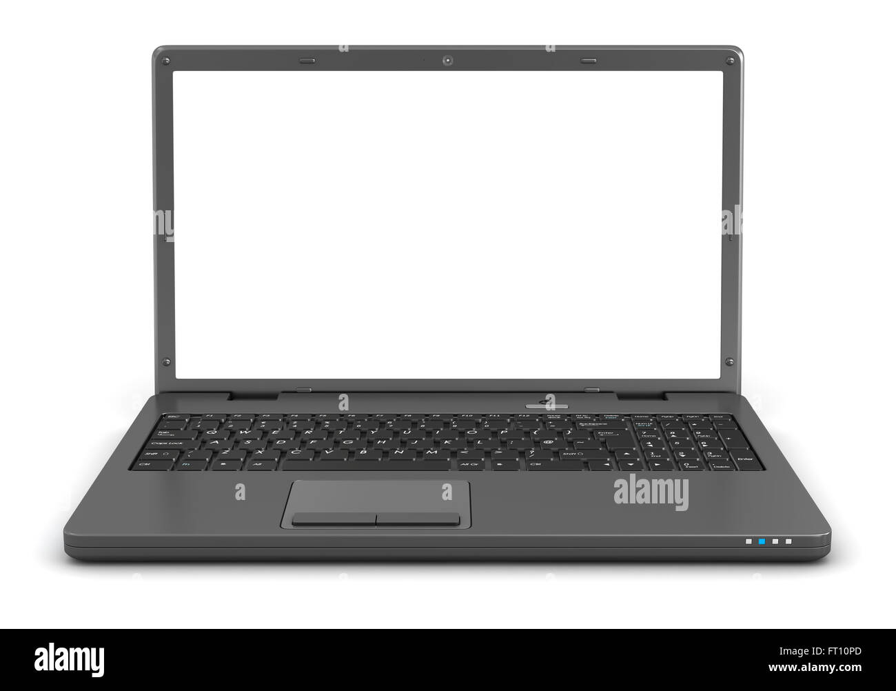 Black Laptop. Empty Screen. Stock Photo