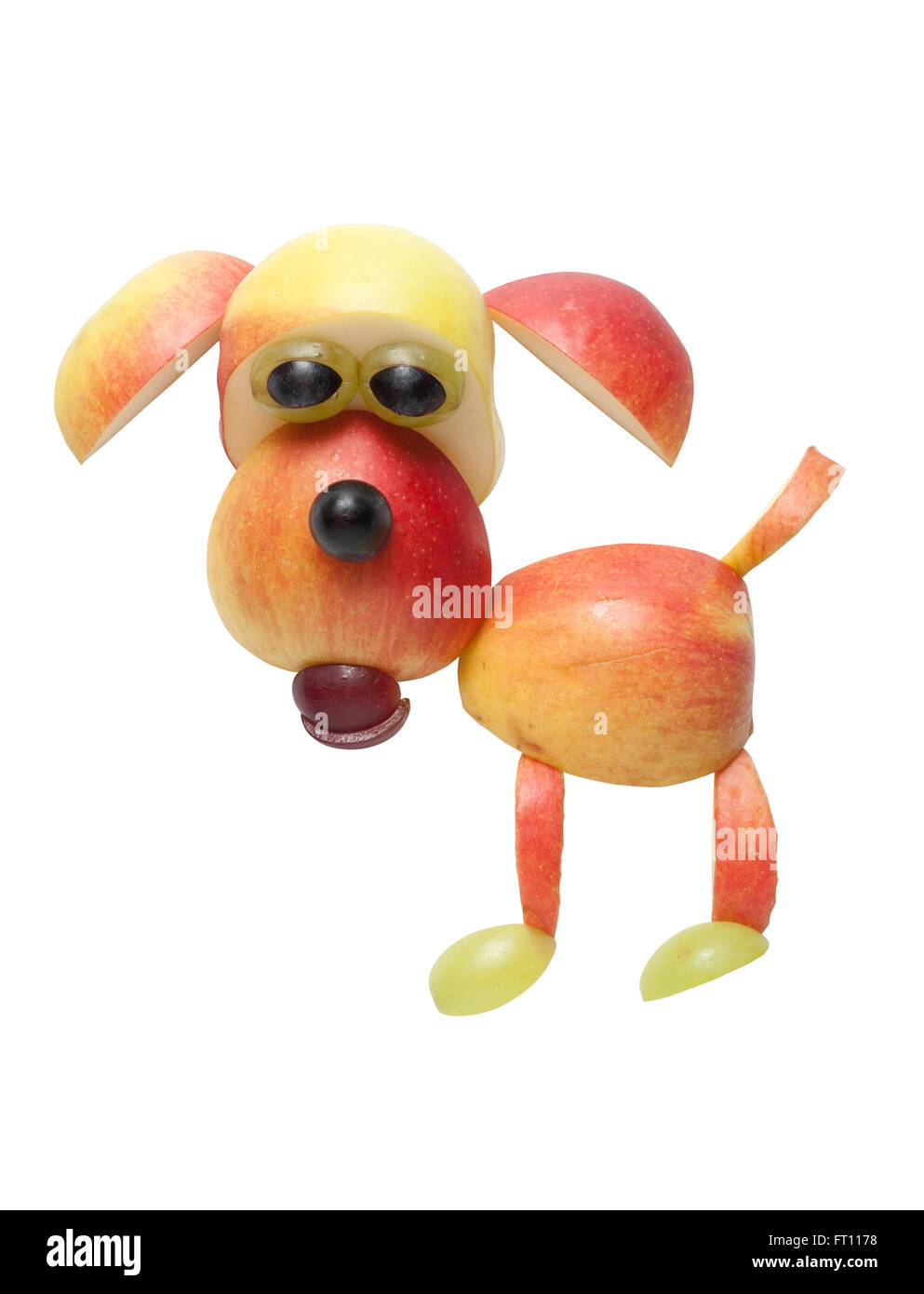 Amusing dog made of fruits on isolated background Stock Photo - Alamy