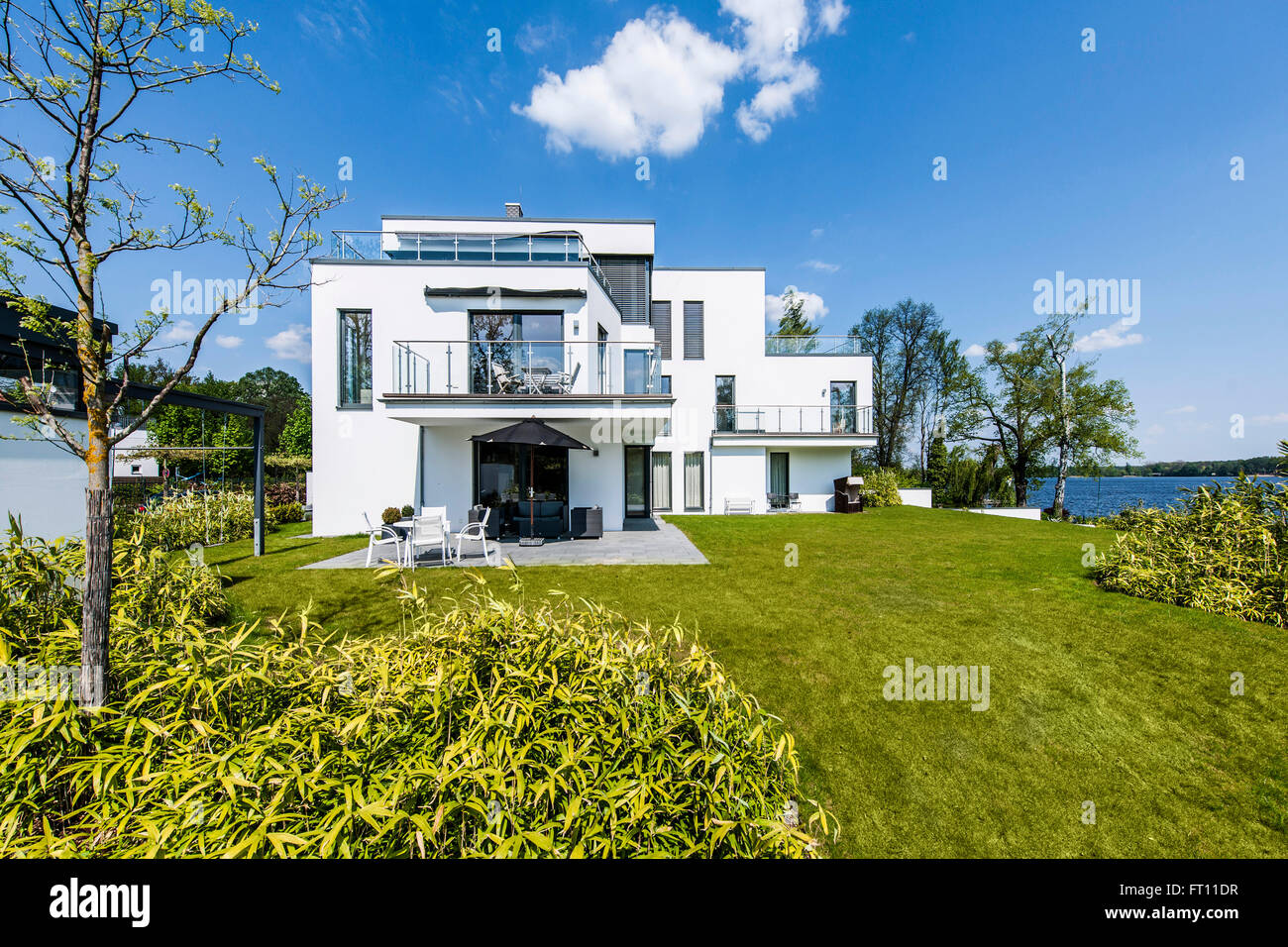 villa in a modern architecture style, Brandenburg, Germany Stock Photo
