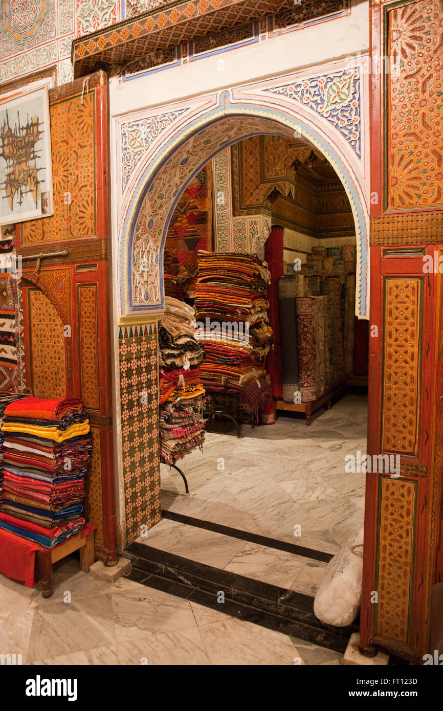 Shop selling carpets, Marrakech, Morocco Stock Photo Alamy