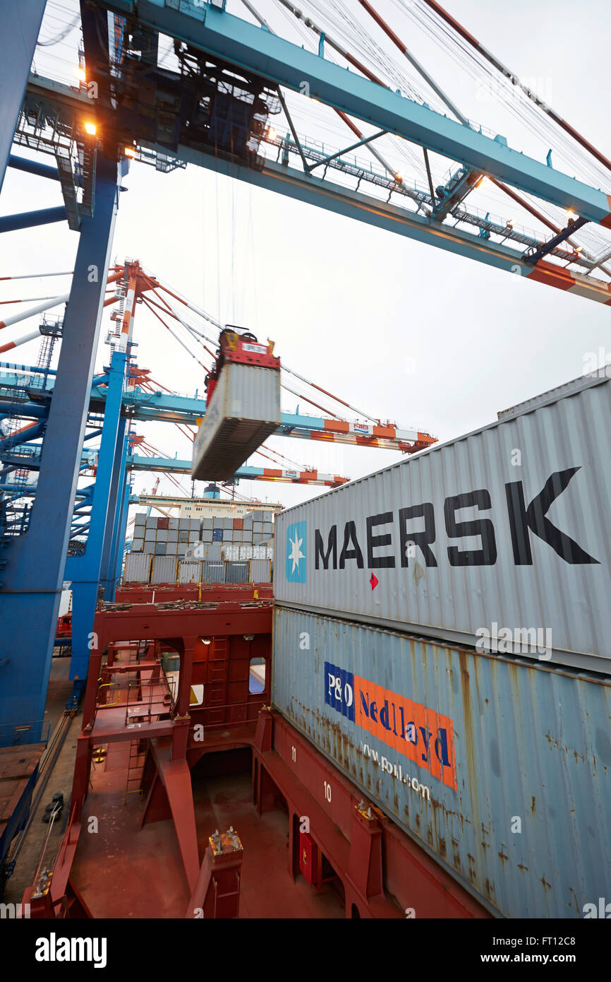 Container ship in harbor, Bremerhaven, Bremen, Germany Stock Photo Alamy