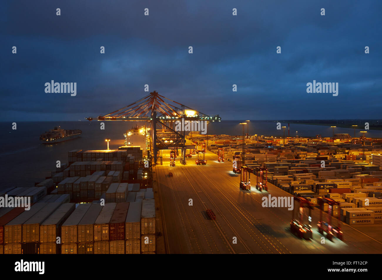 Container ship in harbor, Bremerhaven, Bremen, Germany Stock Photo Alamy