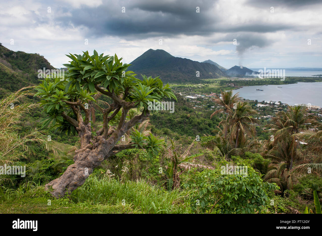 Steam rising from a volcano, Rabaul, East New Britain Province, Papua New Guinea, South Pacific Stock Photo