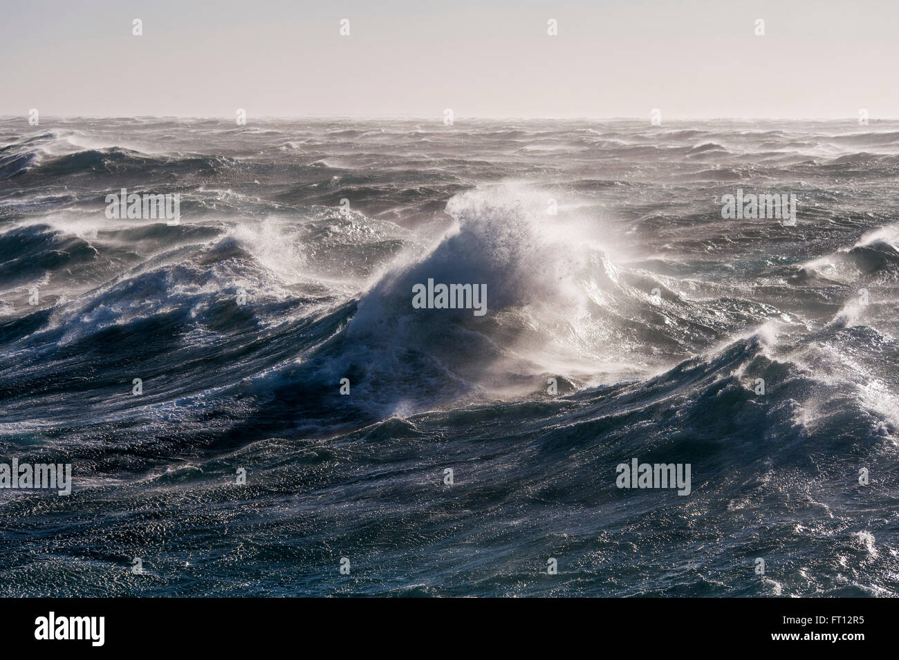 High waves in extremely rough seas in the Southern Ocean, Ross Sea, Antarctica Stock Photo