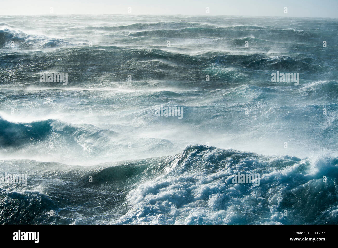 High waves in extremely rough seas in the Southern Ocean, Ross Sea, Antarctica Stock Photo