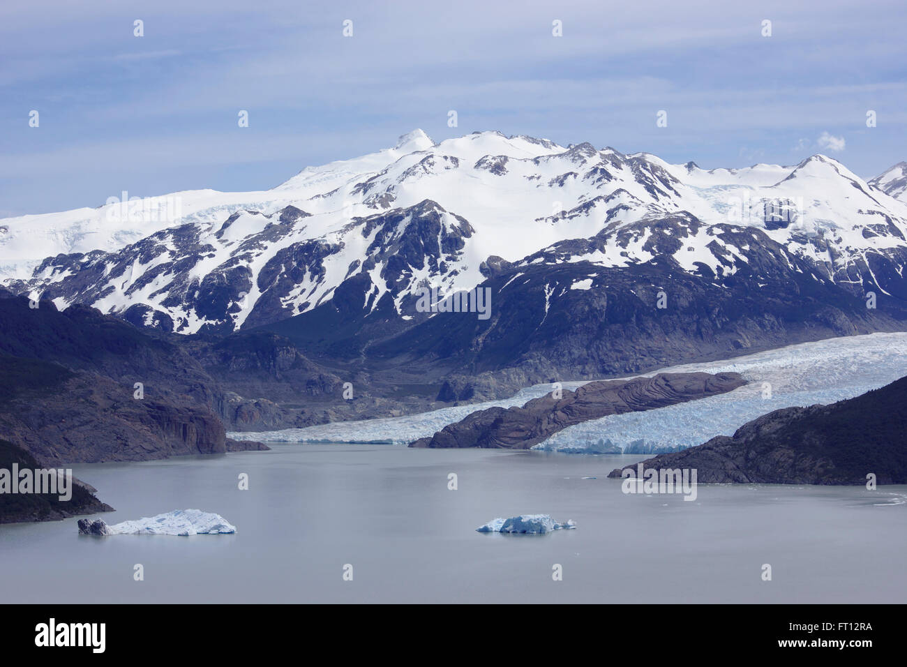 Glaciar Grey and lake Lago Grey from Mirador Grey outlook, Torres del Paine National Park, Patagonia, Chile Stock Photo