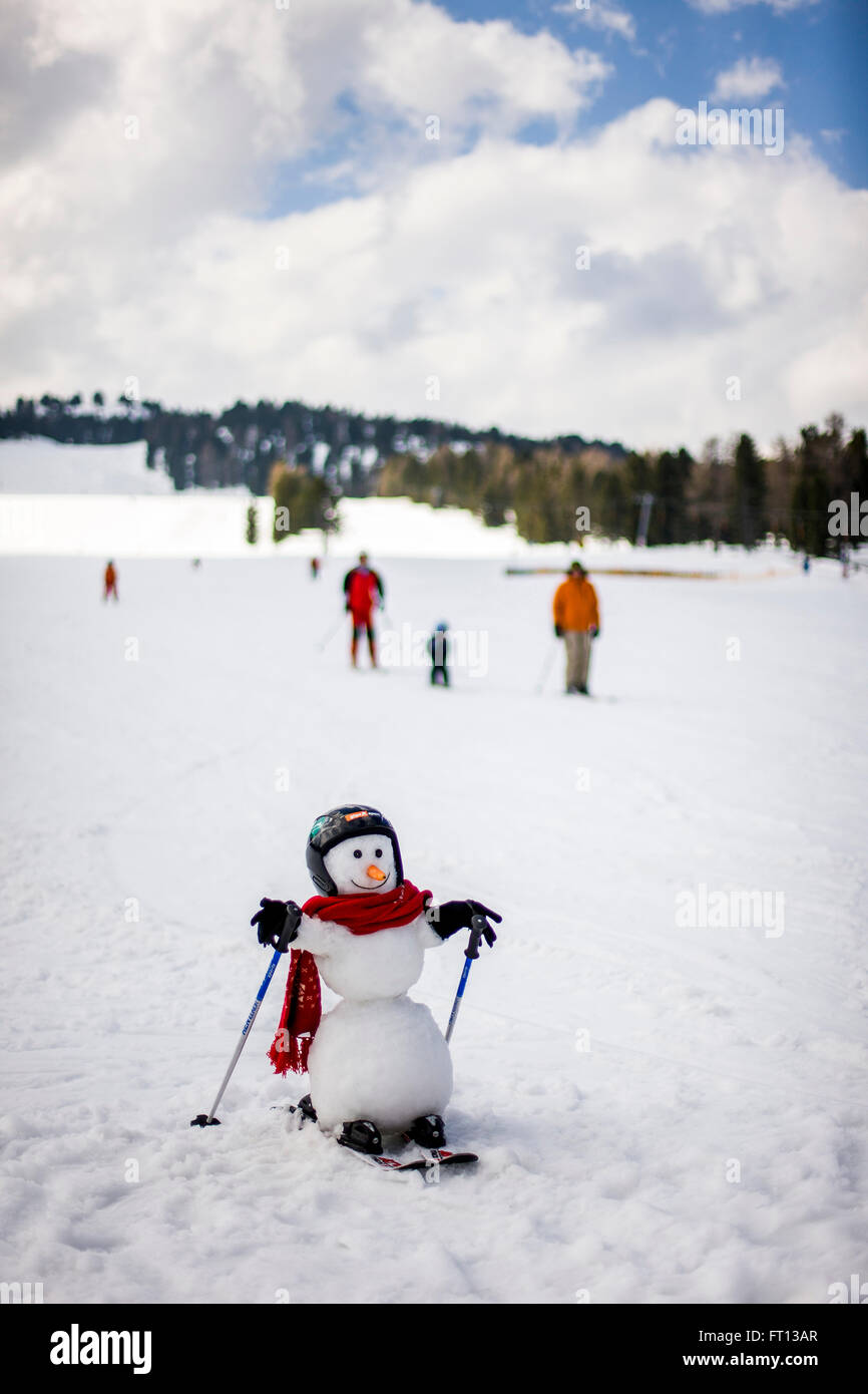 Snowman skiing, Kreischberg, Murau, Styria, Austria Stock Photo