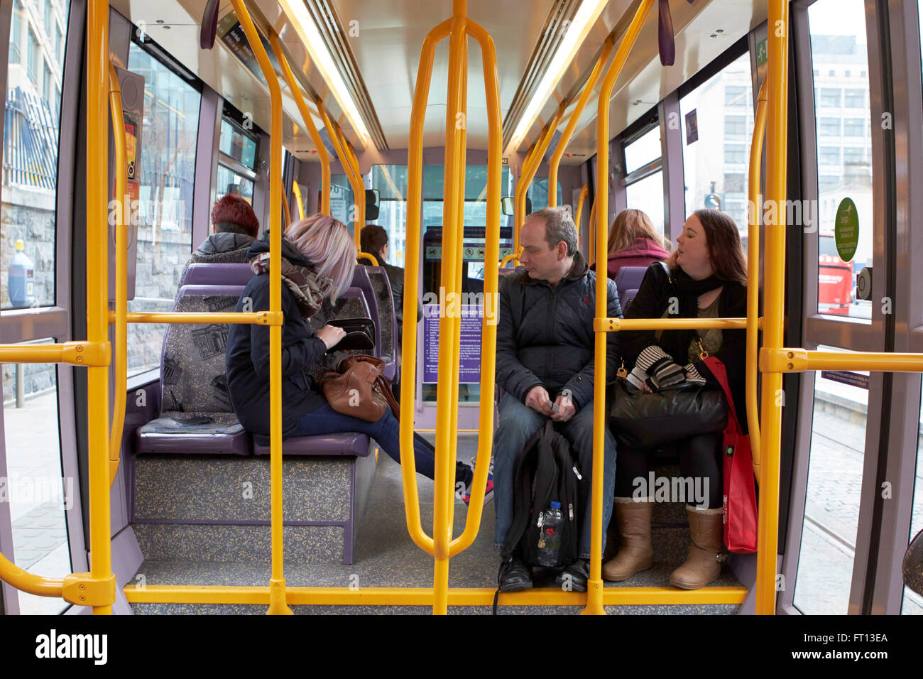 passengers on luas tram dublin Ireland Stock Photo