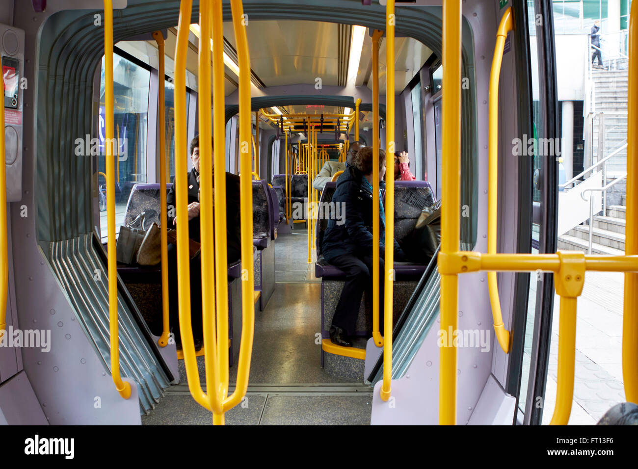 passengers on luas tram dublin Ireland Stock Photo
