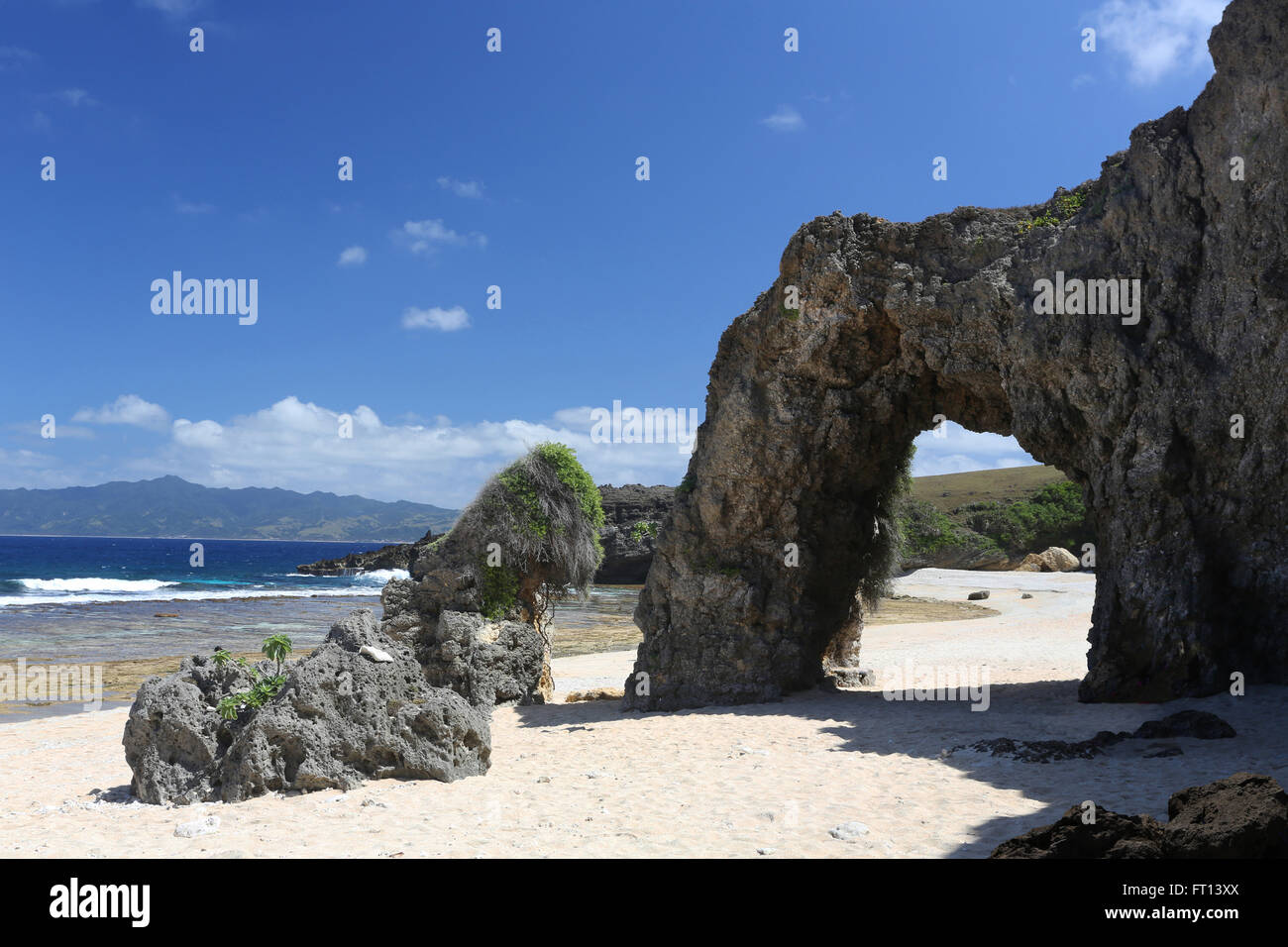 Nakabuang Beach, stone arch, Sabtang Island, Batanes, Philippines, Asia Stock Photo