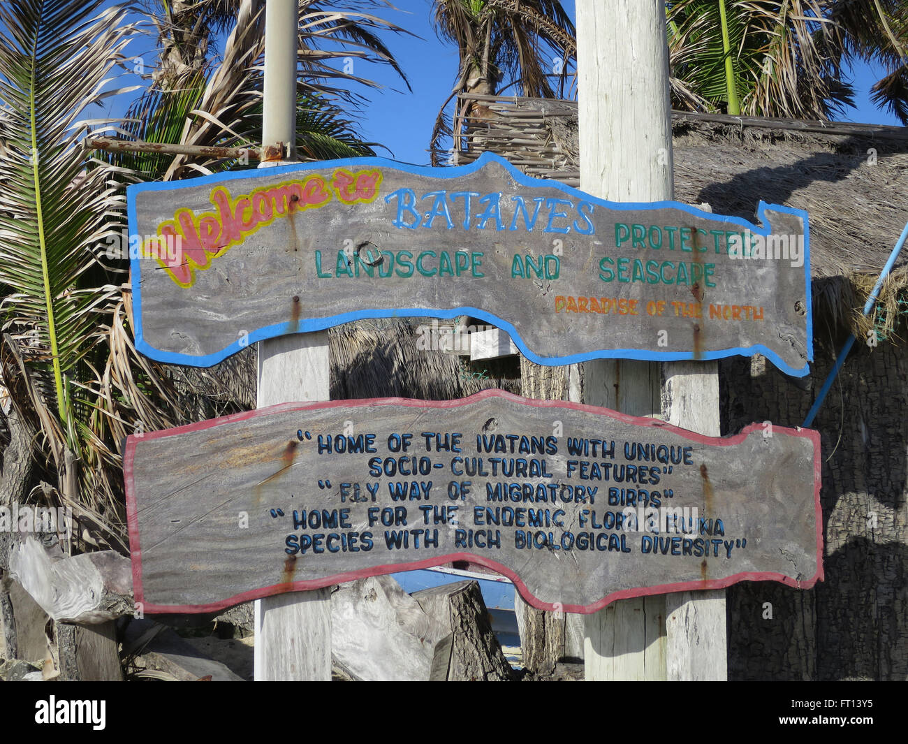 Sign in Sabtang harbour, Sabtang Island, Batanes, Philippines, Asia Stock Photo