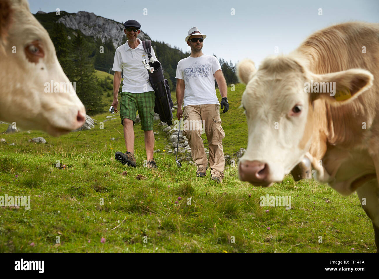 Urban golf players at Wendelstein, Upper Bavaria, Germany Stock Photo