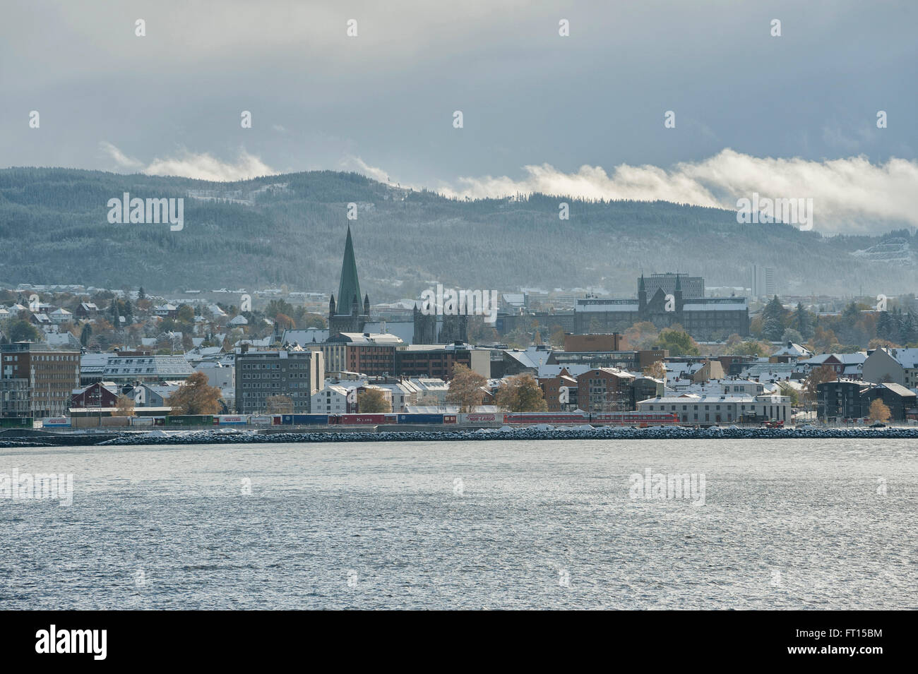 Trondheim viewed from the Hurtigruten ship MS Nordlys. Norway. Europe Stock Photo