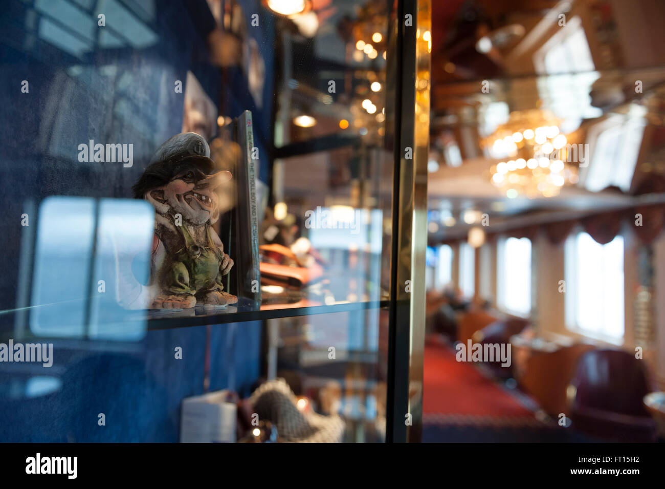 Troll figures for sale on board the Hurtigruten ship MS Nordlys. Norway Stock Photo