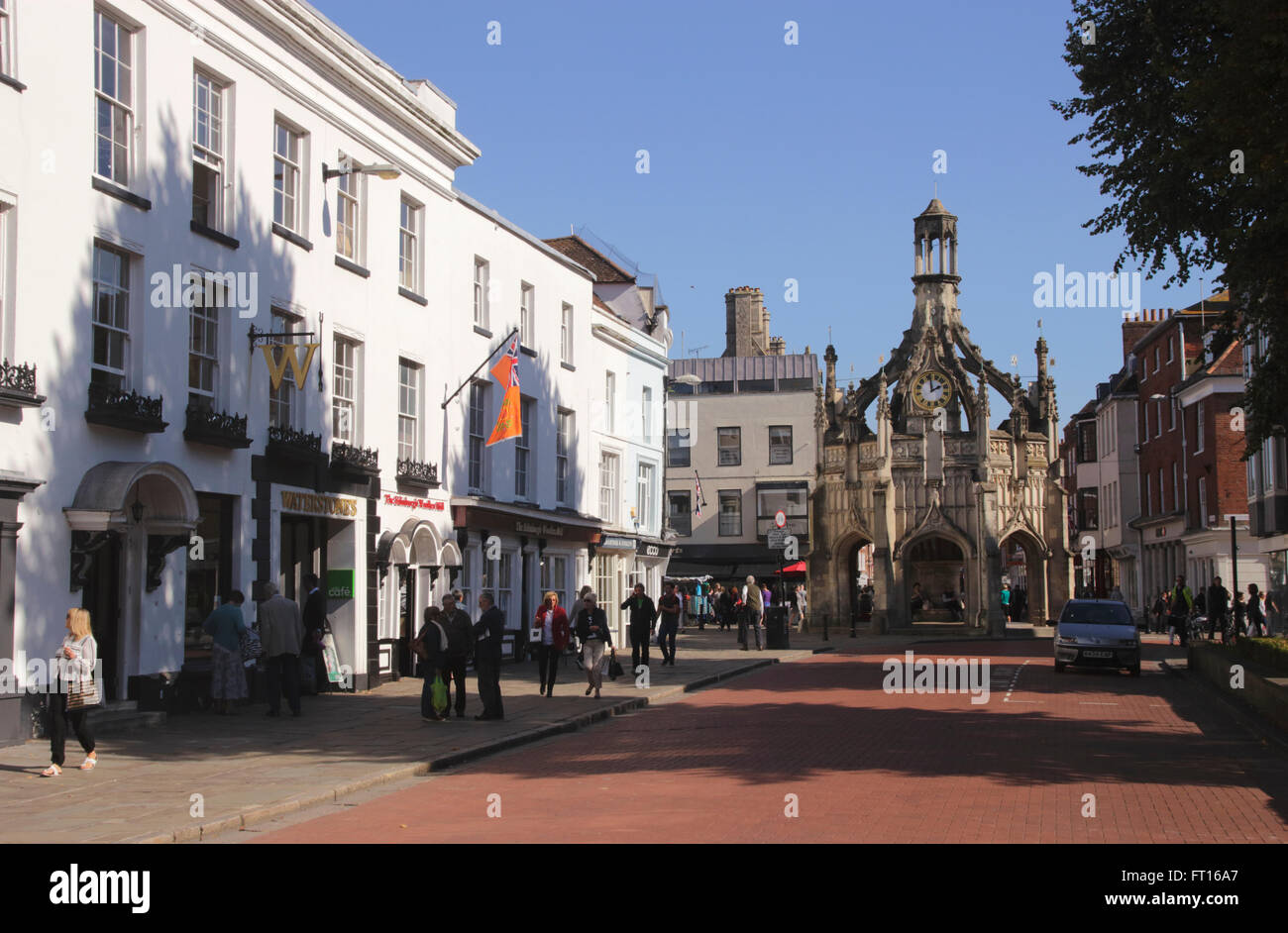 West Street and Chichester Cross in Chichester West Sussex Stock Photo