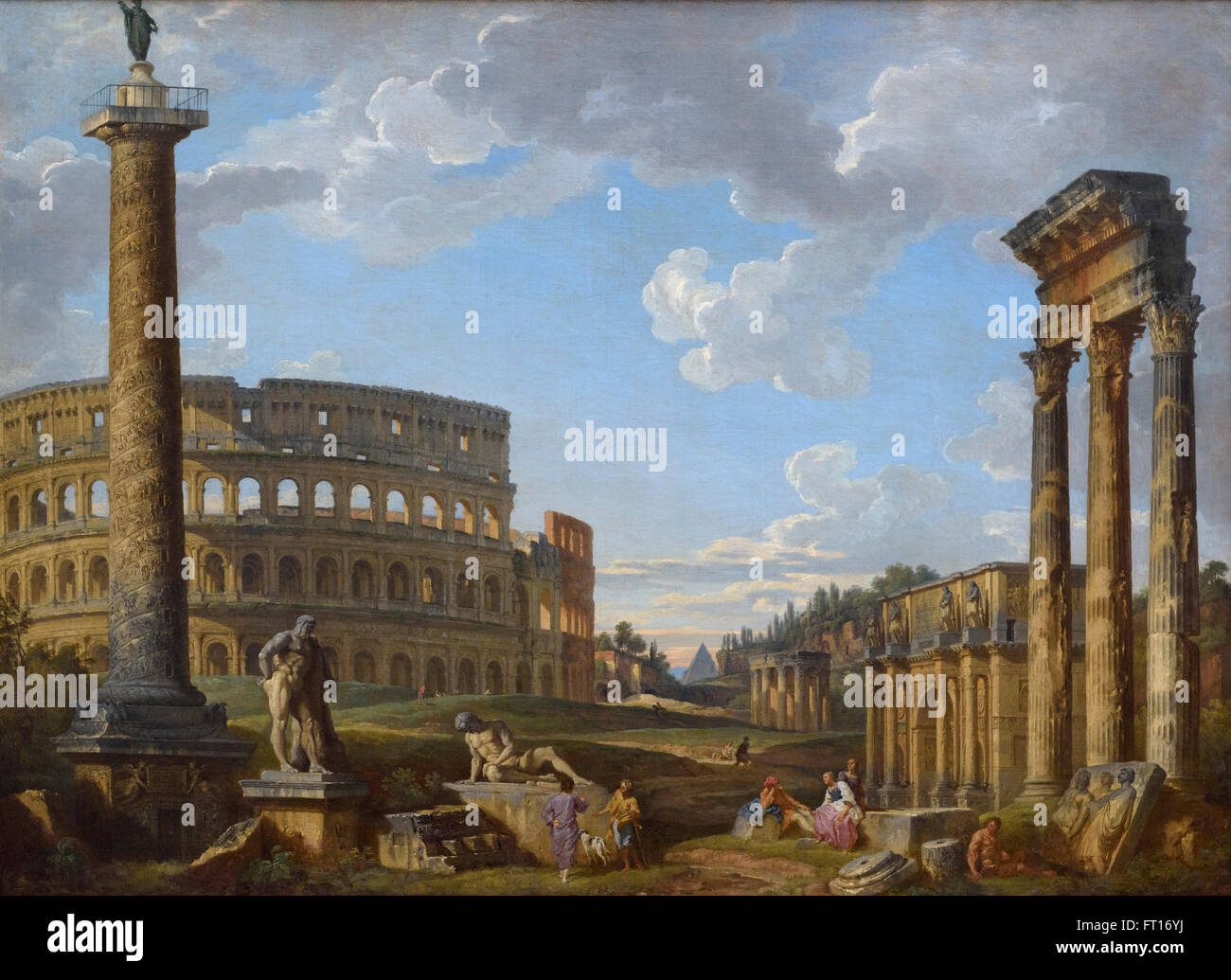 Giovanni Paolo Panini 1691 1765 Rome Fantasy Landscape With Roman 