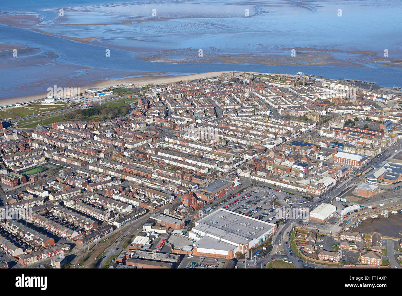 an aerial view of Fleetwood, North West England, UK Stock Photo