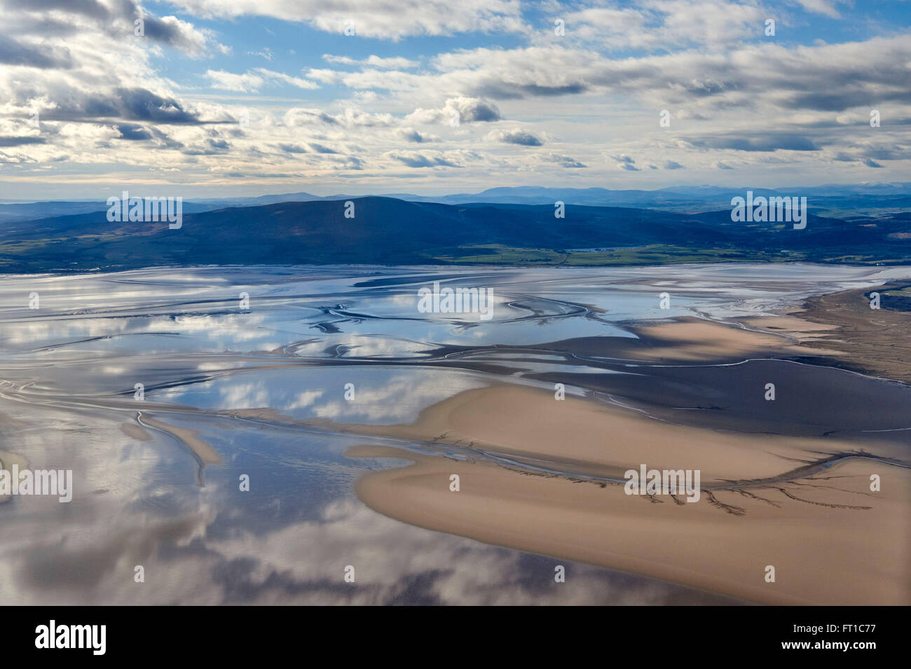 An aerial view of the Solway Firth, between England and Scotland, UK Stock Photo