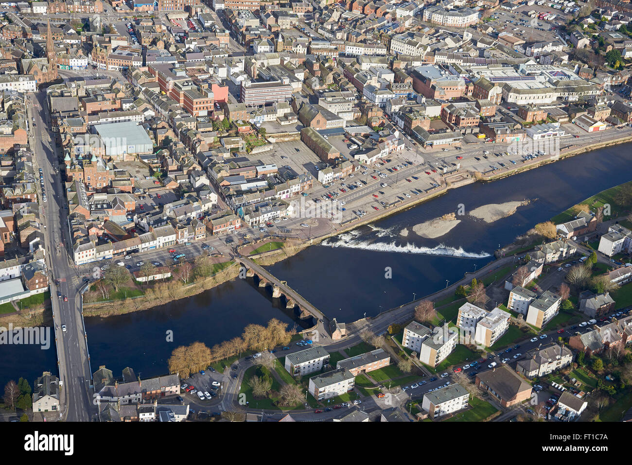 Dumfries, south West Scotland, from the air Stock Photo