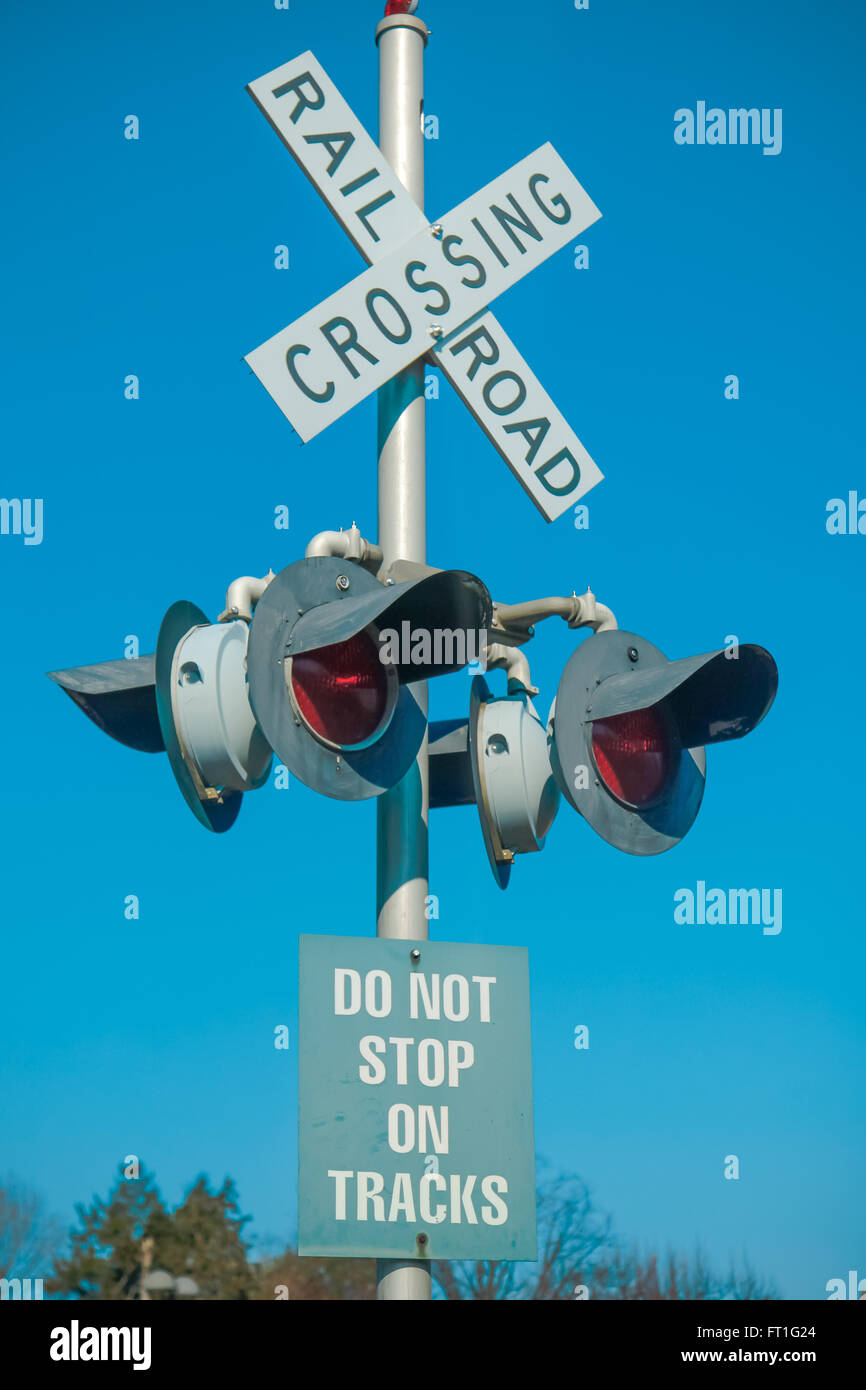 Crossing Railroad sign Stock Photo