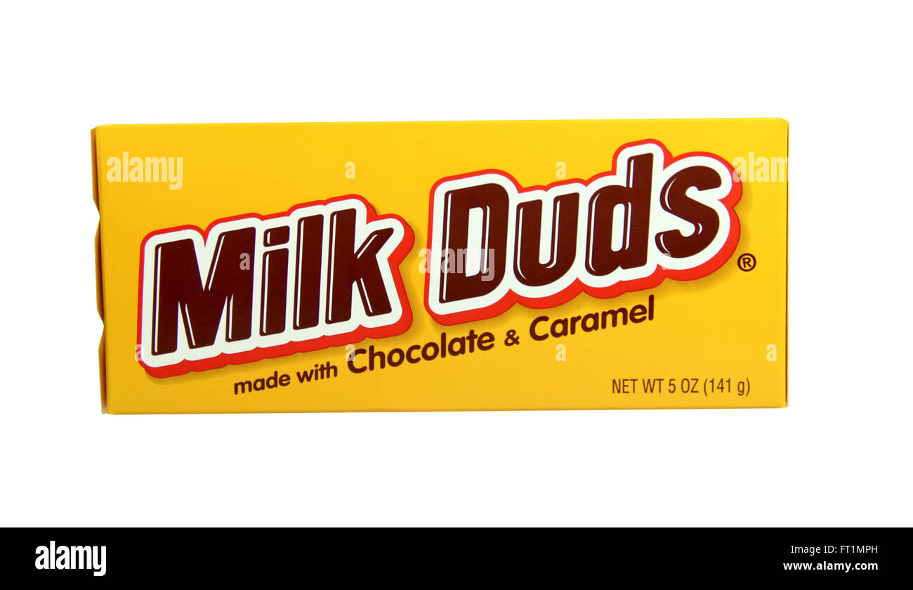 SPENCER , WISCONSIN-February 14, 2014 :box of Milk Duds candy,Manufactured by Hershey's. Hershey's was founded in  1894 and is t Stock Photo