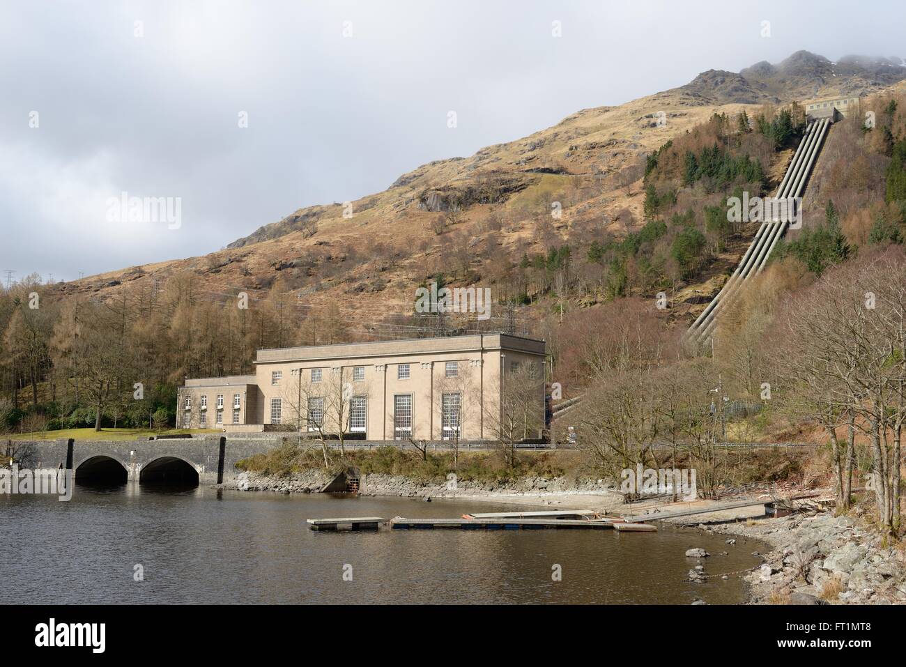 The Loch Sloy hydroelectric facility situated between Loch Sloy and