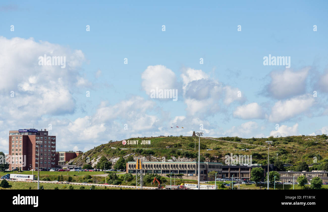 Saint John Sign on Hill overlooking harbor Stock Photo Alamy